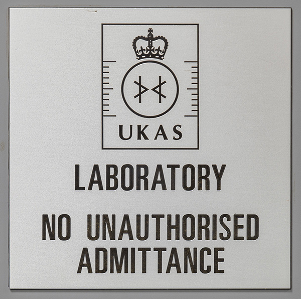 UKAS laboratory door sign